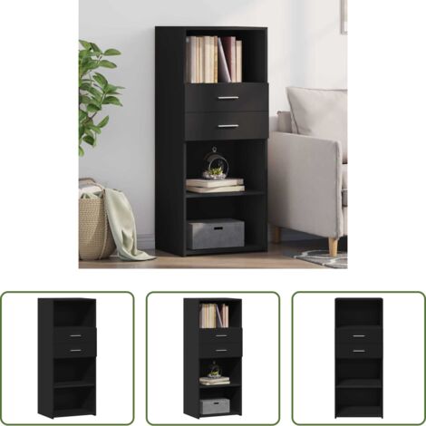 Credenza nera -  Credenza Nera 50x42,5x124 cm in Legno Multistrato