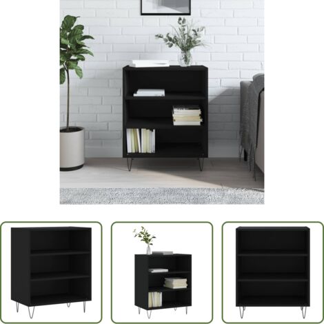 Credenza nera -  Credenza Nera 57x35x70 cm in Legno Multistrato