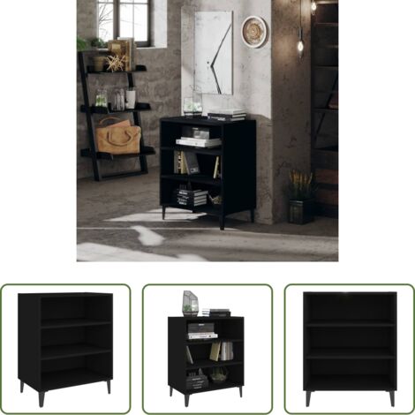 Credenza nera -  Credenza Nera 57x35x70 cm in Legno Multistrato