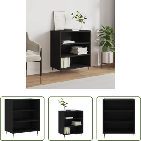 Credenza nera -  Credenza Nera 57x35x70 cm in Legno Multistrato