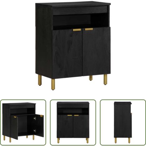Credenza nera -  Credenza Nera 60x33x75 cm in Legno Multistrato