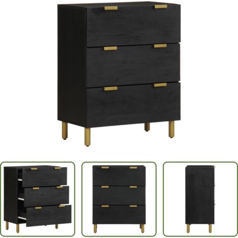 Credenza nera -  Credenza Nera 60x33x75 cm in Legno Multistrato