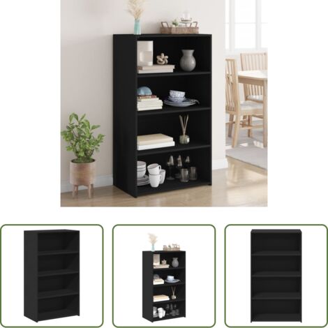 Credenza nera -  Credenza Nera 70x41x124 cm in Legno Multistrato