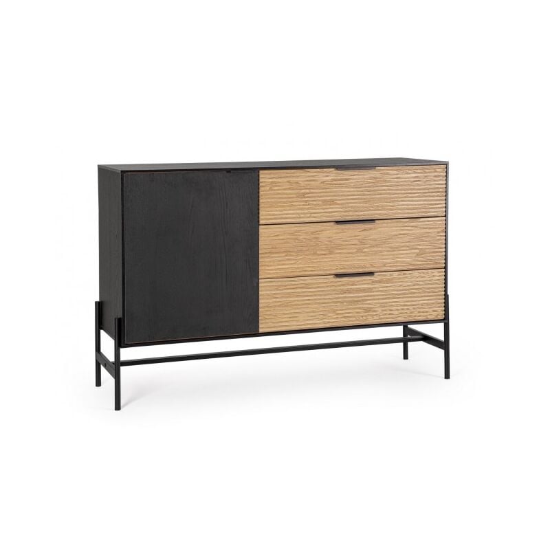 Iperbriko - Credenza nera naturale 124x40x81,5 cm