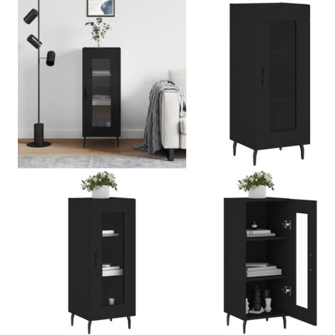 Credenza Nero 34,5x34x90 cm in Legno Multistrato - Credenza nero - Credenza multistrato