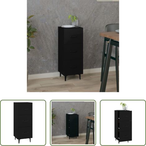 Credenza nero -  Credenza Nero 34,5x34x90 cm in Legno Multistrato