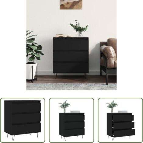 Credenza nero -  Credenza Nero 60x35x70 cm in Legno Multistrato