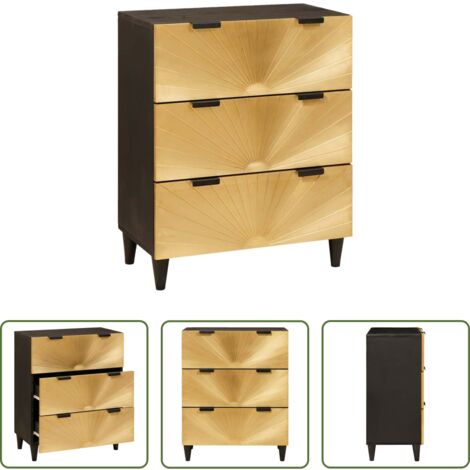 Credenza nero e oro -  Credenza Nero e Oro 60 x 33 x 75 cm Legno di mango massello