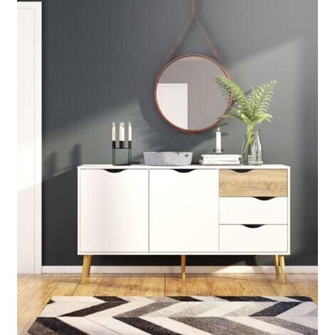 CREDENZA OSLO BIANCO OPACO E OAK