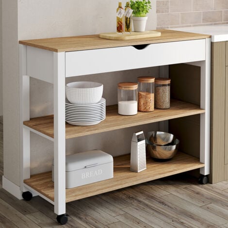 Credenza PENH XXL con cassetto e piano di lavoro in faggio bianco L.100 CM