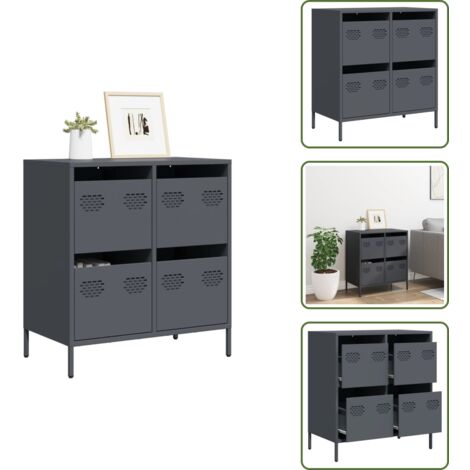 Credenza per casa - vidaXL Credenza Antracite 68x39x73,5 cm in Acciaio Laminato a Freddo - Credenza per ufficio