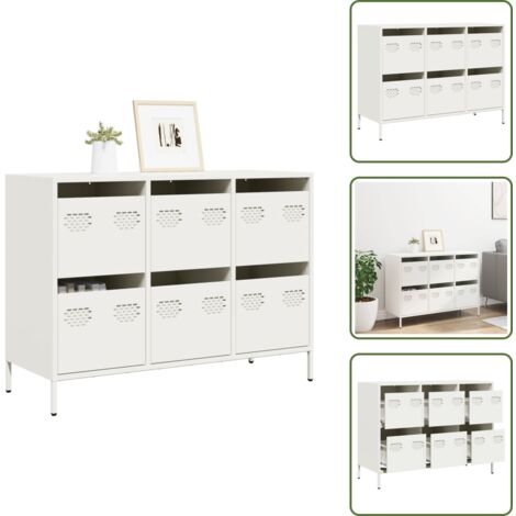 Credenza per casa - vidaXL Credenza Bianca 101,5x39x73,5 cm in Acciaio Laminato a Freddo - Credenza per ufficio