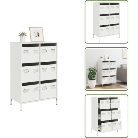 Credenza per casa - vidaXL Credenza Bianca 68x39x101,5 cm in Acciaio - Credenza per ufficio