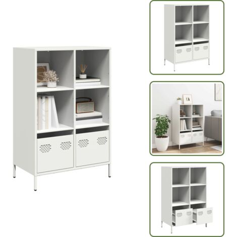 Credenza per casa - vidaXL Credenza Bianca 68x39x103,5 cm in Acciaio - Credenza per ufficio