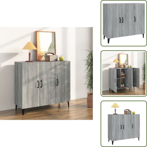 Credenza per casa - vidaXL Credenza Grigio Sonoma 90x34x80 cm in Legno Multistrato - Credenza industriale