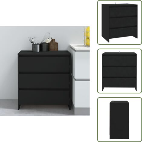 Credenza per casa - vidaXL Credenza Nera 70x41x75 cm in Truciolato - Credenza minimalista