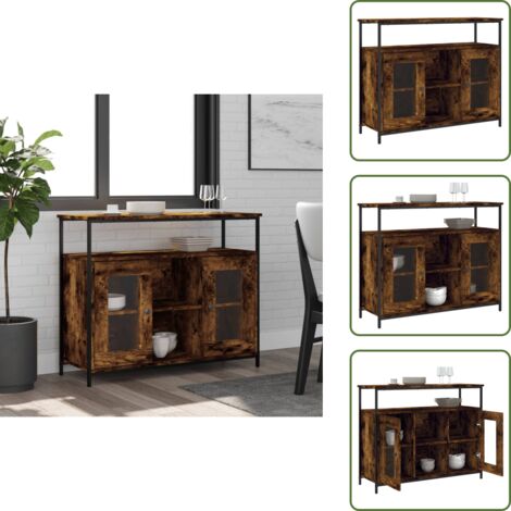 Credenza per casa - vidaXL Credenza Rovere Fumo 100x35x80 cm in Legno Multistrato - Credenza con spazio portaoggetti