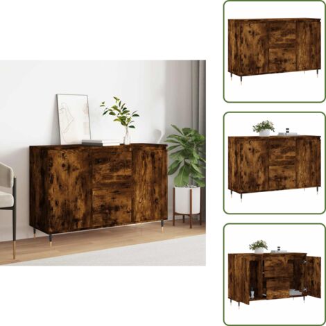 Credenza per casa - vidaXL Credenza Rovere Fumo 101,5x35x70 cm in Legno Multistrato - Credenza con gambe in ferro
