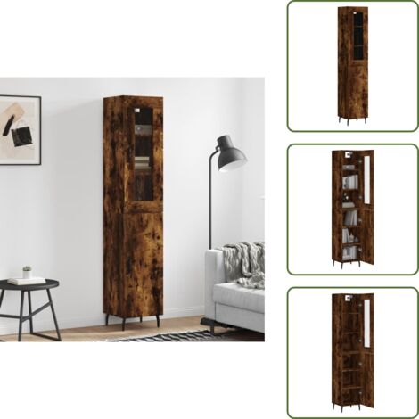 Credenza per casa - vidaXL Credenza Rovere Fumo 34,5x34x180 cm in Legno Multistrato - Credenza moderna