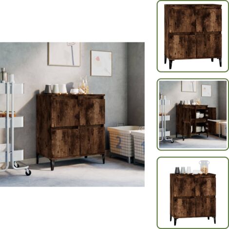 Credenza per casa - vidaXL Credenza Rovere Fumo 60x35x70 cm in Legno Multistrato -