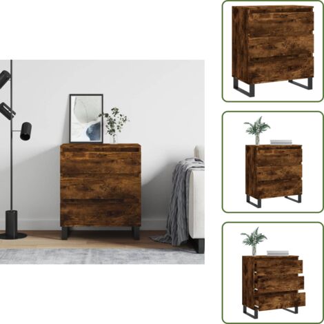 Credenza per casa - vidaXL Credenza Rovere Fumo 60x35x70 cm in Legno Multistrato - Credenza per soggiorno