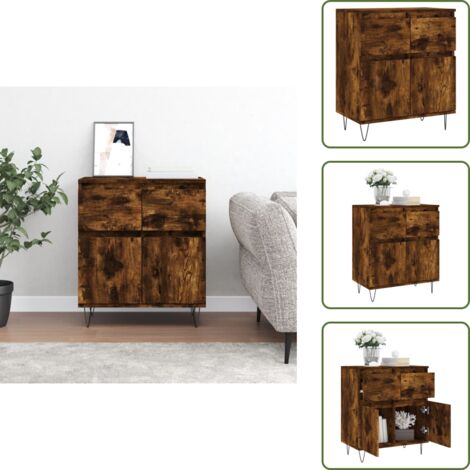 Credenza per casa - vidaXL Credenza Rovere Fumo 60x35x70 cm in Legno Multistrato - Credenza per soggiorno