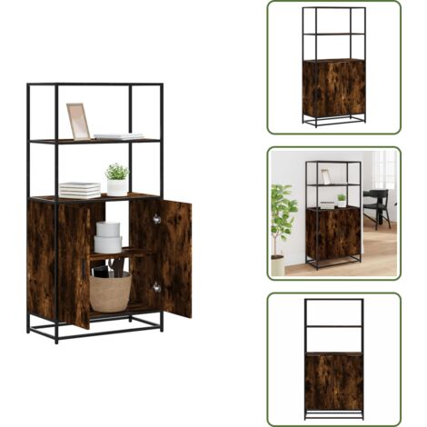 Credenza per casa - vidaXL Credenza Rovere Fumo 68x35x139 cm Legno Multistrato Metallo - Credenza con ripiani