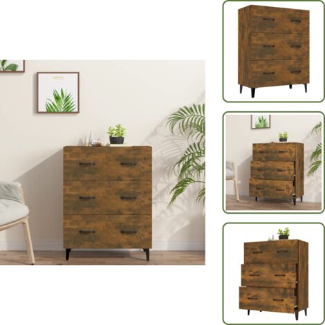 Credenza per casa - vidaXL Credenza Rovere Fumo 69,5x34x90 cm in Legno Multistrato - Credenza con cassetti
