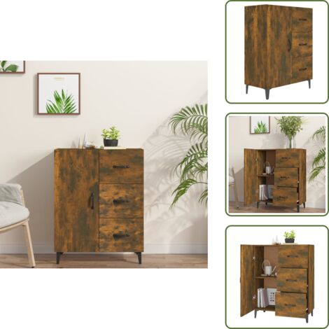 Credenza per casa - vidaXL Credenza Rovere Fumo 69,5x34x90 cm in Legno Multistrato - Credenza decorativa