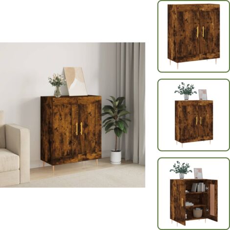 Credenza per casa - vidaXL Credenza Rovere Fumo 69,5x34x90 cm in Legno Multistrato - Credenza moderna