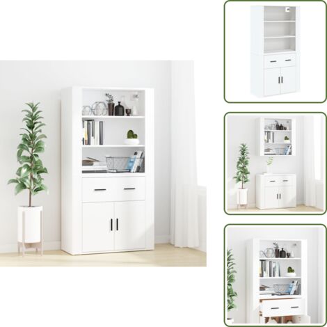 Credenza per interni - vidaXL Credenza Bianca in Legno Multistrato - Credenza in legno bianco