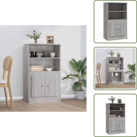 Credenza per interni - vidaXL Credenza Grigio Sonoma 60x35,5x103,5 cm in Legno Multistrato - Credenza con spazio portaoggetti