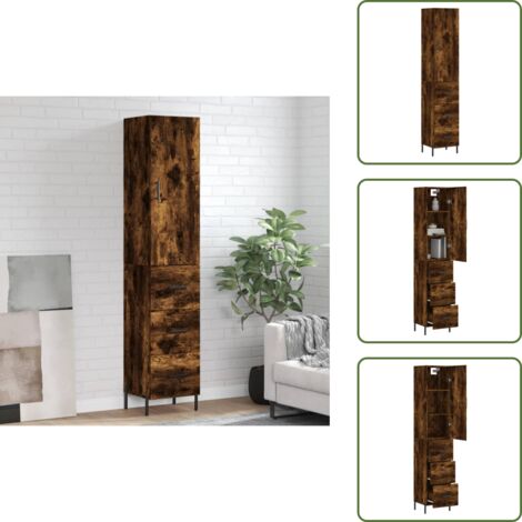 Credenza per interni - vidaXL Credenza Rovere Fumo 34,5x34x180 cm in Legno Multistrato -