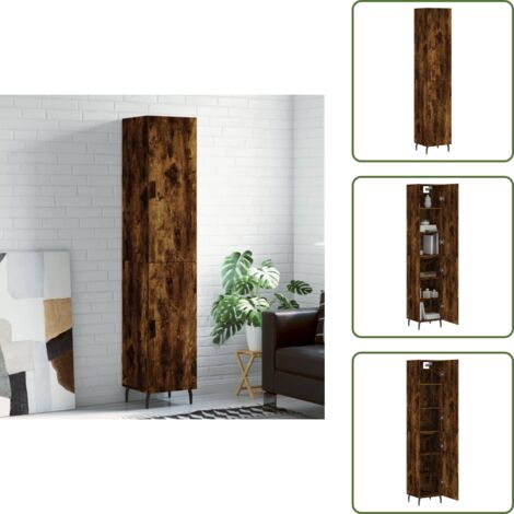 Credenza per interni - vidaXL Credenza Rovere Fumo 34,5x34x180 cm in Legno Multistrato -