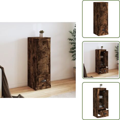 Credenza per interni - vidaXL Credenza Rovere Fumo 36x35,5x103,5 cm in Legno Multistrato -