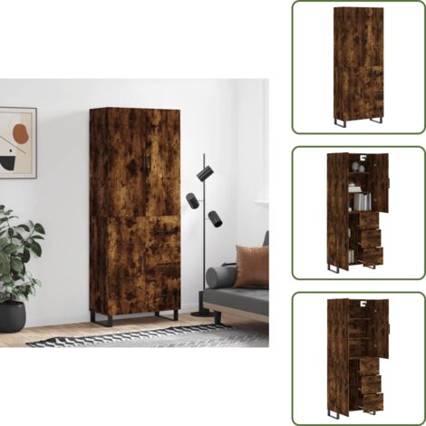 Credenza per interni - vidaXL Credenza Rovere Fumo  69,5x34x180 cm in Legno Multistrato -