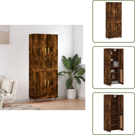 Credenza per interni - vidaXL Credenza Rovere Fumo  69,5x34x180 cm in Legno Multistrato -