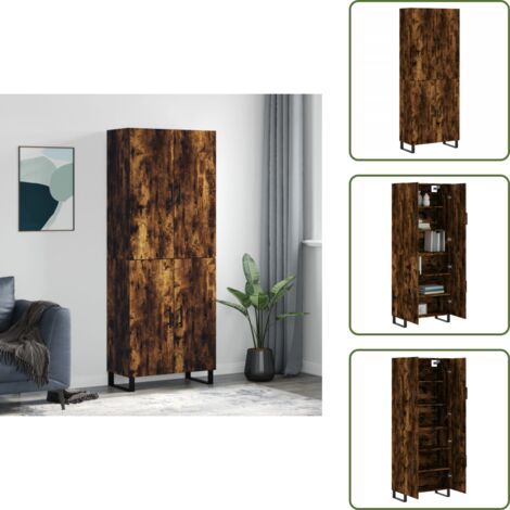 Credenza per interni - vidaXL Credenza Rovere Fumo  69,5x34x180 cm in Legno Multistrato -
