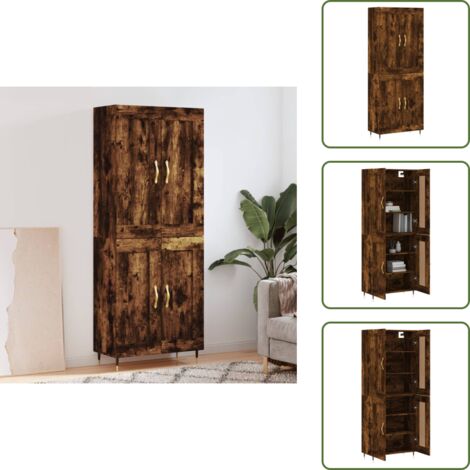 Credenza per interni - vidaXL Credenza Rovere Fumo  69,5x34x180 cm in Legno Multistrato - Credenza moderna