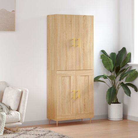 Credenza per interni - vidaXL Credenza Rovere Sonoma 69,5x34x180 cm in Legno Multistrato - Credenza con piedini in metallo