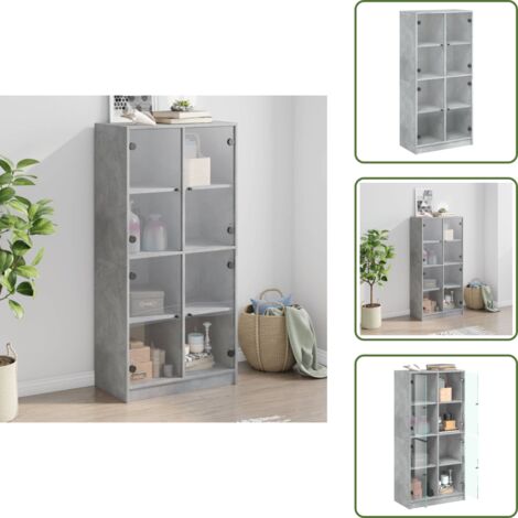 Credenza per libri - vidaXL Credenza con Ante Grigio Cemento 68x37x142 cm Legno Multistrato - Credenza per documenti