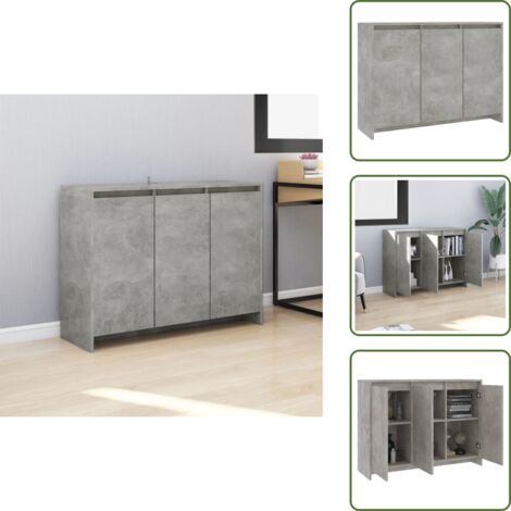 Credenza per libri - vidaXL Credenza Grigio Cemento 102x33x75 cm in Truciolato - Credenza per oggetti