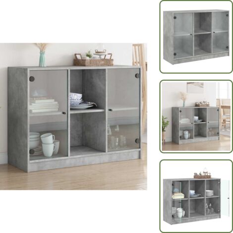 Credenza per libri - vidaXL Credenza Grigio Cemento 102x37x75,5 cm in Legno Multistrato - Credenza moderna