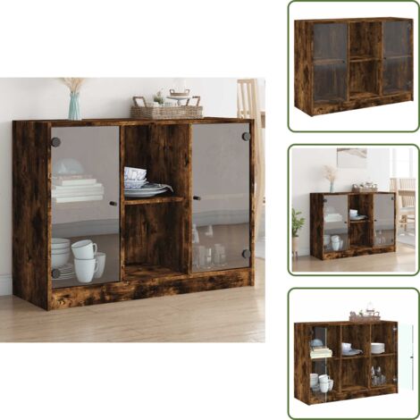 Credenza per libri - vidaXL Credenza Rovere Fumo 102x37x75,5 cm in Legno Multistrato - Credenza moderna