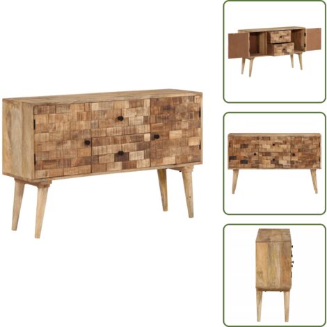 Credenza per soggiorno - vidaXL Credenza 110x30x70 cm in Legno Massello di Mango - Credenza con cassetti