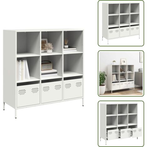 Credenza per soggiorno - vidaXL Credenza Bianca 101,5x39x103,5 cm in Acciaio - Credenza per camera da letto