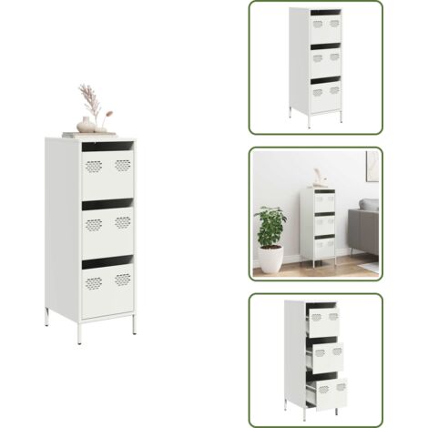 Credenza per soggiorno - vidaXL Credenza Bianca 39x35x103,5 cm in Acciaio - Credenza per camera da letto