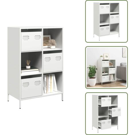 Credenza per soggiorno - vidaXL Credenza Bianca 68x39x103,5 cm in Acciaio - Credenza per camera da letto