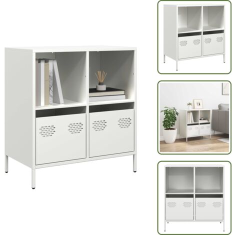 Credenza per soggiorno - vidaXL Credenza Bianca 68x39x73,5 cm in Acciaio Laminato a Freddo - Credenza per camera da letto