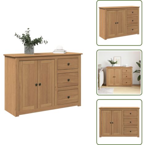 Credenza per soggiorno - vidaXL Credenza con Cassetti Panama 112x40x80cm Legno Massello di Pino - Credenza con cassetti in legno